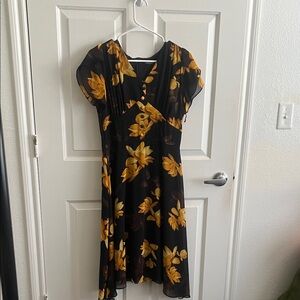 Zara Black Dress with Yellow Floral Design